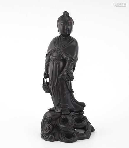 Red Sandalwood Figure of Fish Basket Guanyin