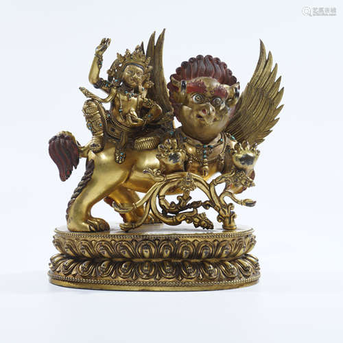 Gilt Bronze Tibetan Buddhist Figure of Jambhala