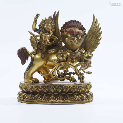 Gilt Bronze Tibetan Buddhist Figure of Jambhala