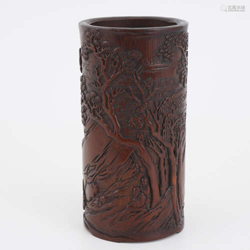 Bamboo Relief Figure Brushpot