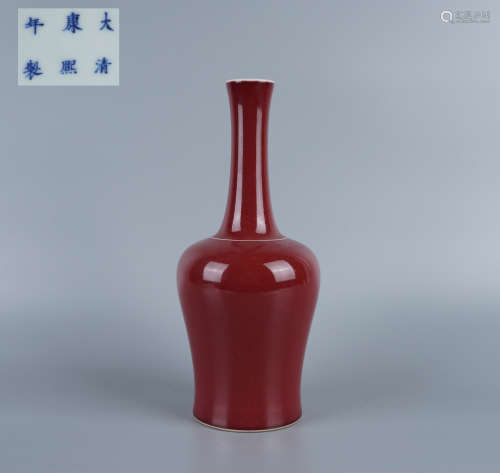 Red Glazed Long-Neck Vase
