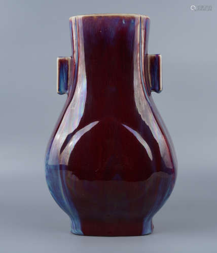 Flambe Glazed Fanghu Vase