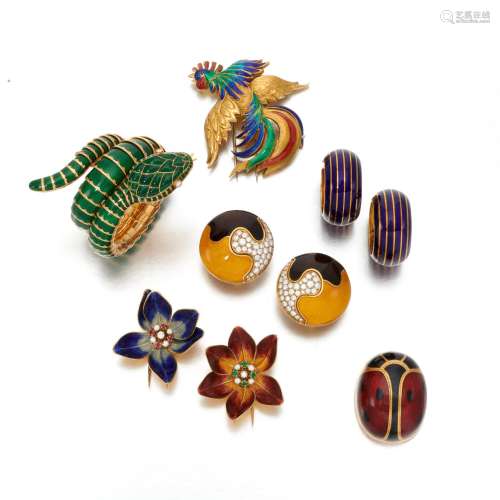 Collection of enamel jewels (Collezione di gioielli in smalt...