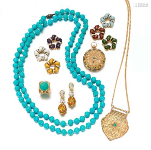 Collection of enamel and turquoise jewels (Collezione di gio...