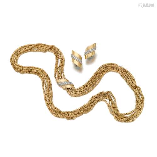 Gold and diamond necklace (Collana e orecchini in oro e diam...