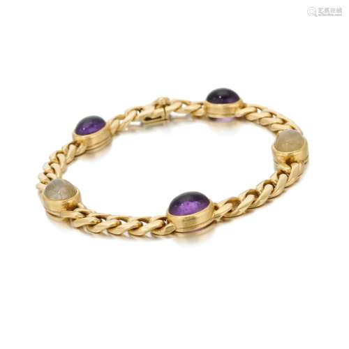 Amethyst and rutilated quartz bracelet (Bracciale in ametist...