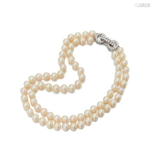 Cultured pearl and diamond necklace (Collana in perle coltiv...