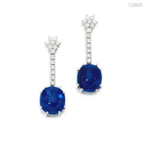 Pair of sapphire and diamond earrings (Paio di orecchini in ...