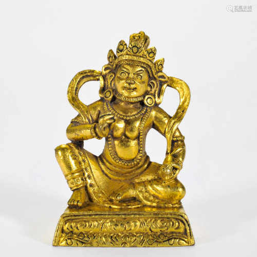 A Bronze-gilt Seated Vaishravana