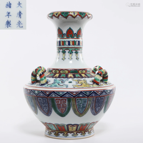 A Doucai Glazed Dragon Vase Qing Dynasty