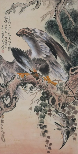 A Chinese Scroll Painting By Gao Jianfu