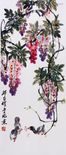 A Chinese Scroll Painting By Lou Shibai