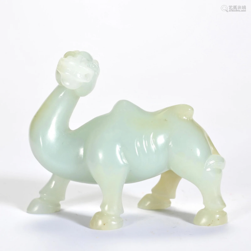 A Carved White Jade Camel Qing Dynasty