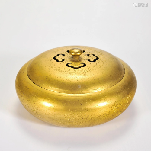 A Bronze-gilt Incense Burner Qing Dynasty