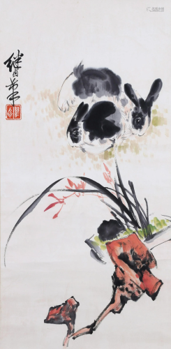 A Chinese Scroll Painting By Liu Jiyou