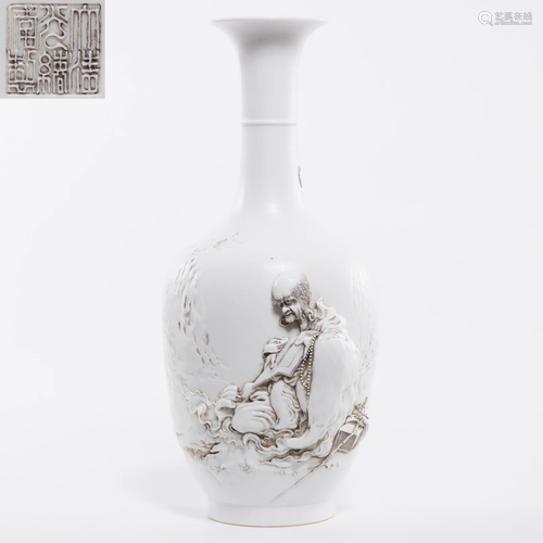 A Grisaille Glazed Arhat Vase Qing Dynasty