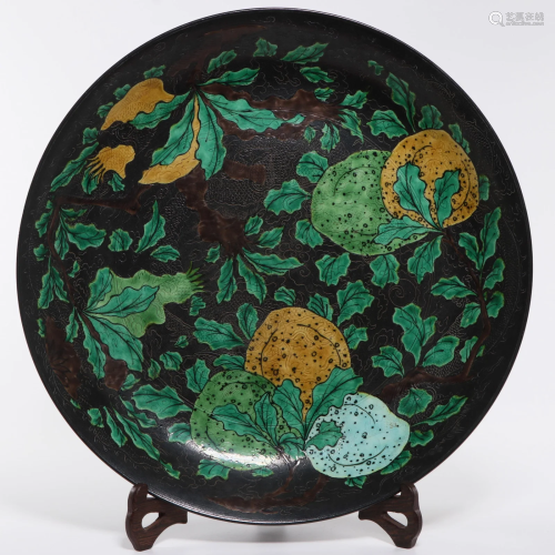 A Famille Verte Biscuit Plate Qing Dynasty