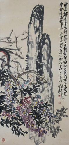 A Chinese Scroll Painting By Wu Changshuo