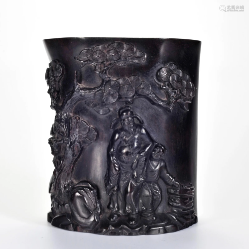 A Carved Rosewood Brushpot Qing Dynasty