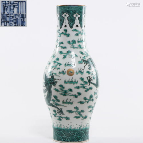 A Doucai Glazed Dragon Vase Qing Dynasty