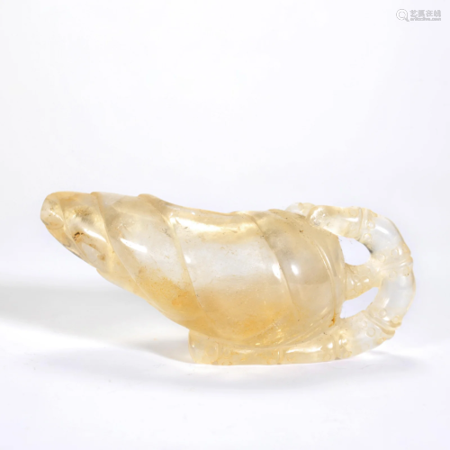 A Carved Rock Crystal Ewer Qing Dynasty