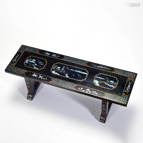 A Mother of Pearl Inlaid Long Table Qing Dynasty