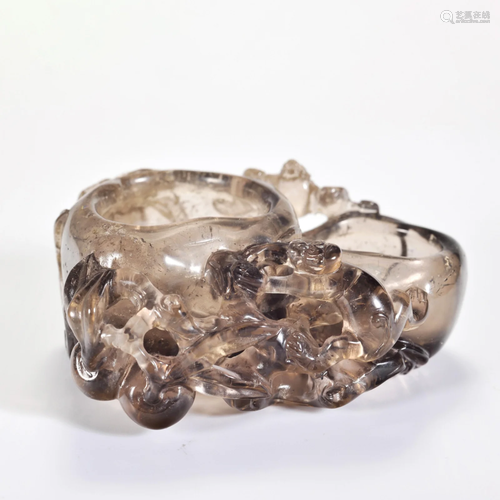 A Carved Smoky Quartz Washer Qing Dynasty