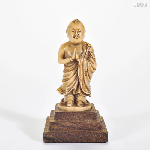 A Carved Soapstone Standing Master Qing Dynasty