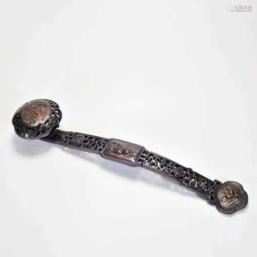 A Carved Aloeswood Ruyi Scepter Qing Dynasty