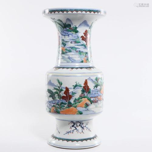 A Doucai Glazed Beaker Gu Qing Dynasty