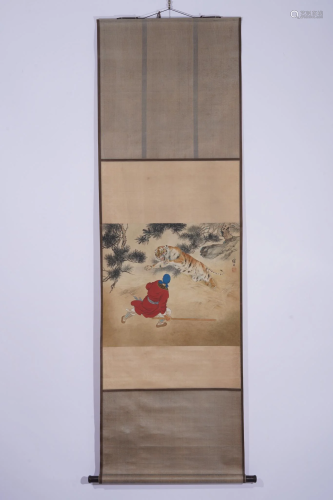 Liu Jiyou, Chinese Wusong & Tiger Painting Scroll