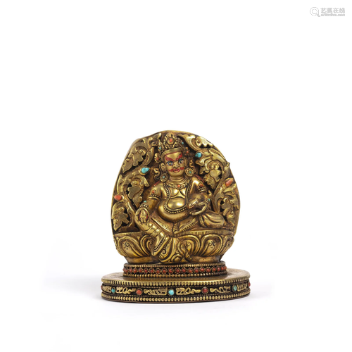 Gilt Bronze Statue of Yellow Jambhala