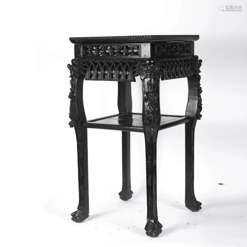 Mother-of-Pearl Inlaid Antique Rosewood Corner Table