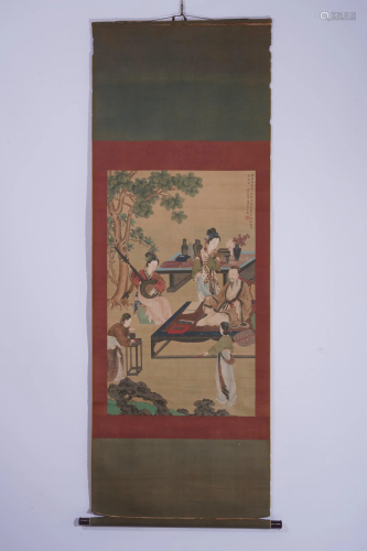 Liu Enhan, Chinese Figure Painting Scroll