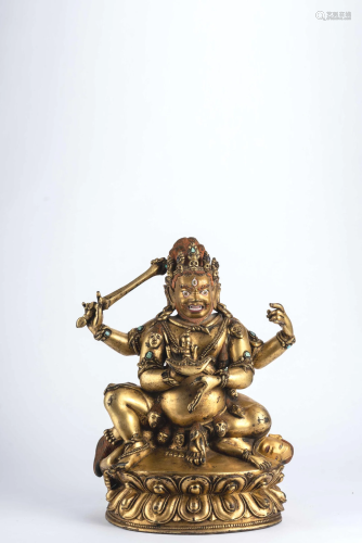 Gold-Painted Bronze Statue of Jambhala