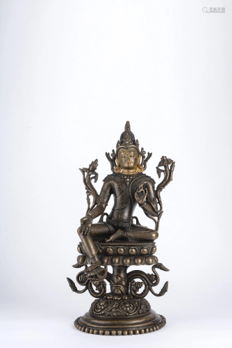 Gold-Painted Bronze Statue of Avalokitesvara