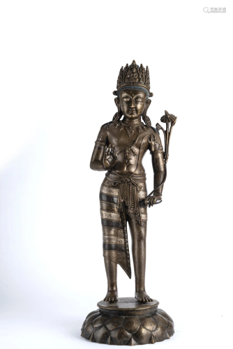 Copper Alloy Statue of Crowned Buddha