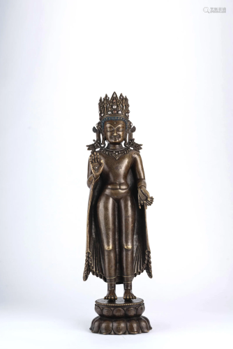 Copper Alloy Statue of Crowned Avalokitesvara
