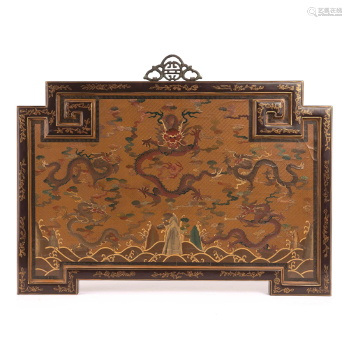 Gilt-Lacquer Dragon & Clouds Hanging Panel
