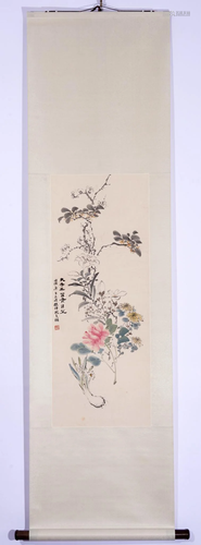 Zhao Zhiqian, Chinese Flower Painting Scroll