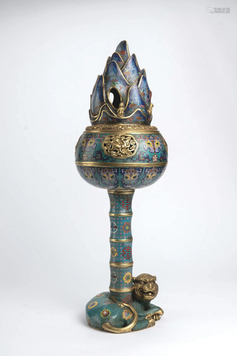 Cloisonne Enamel Taotie Boshan-Style Censer