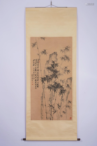 Zheng Banqiao, Chinese Ink Bamboo Painting Scroll