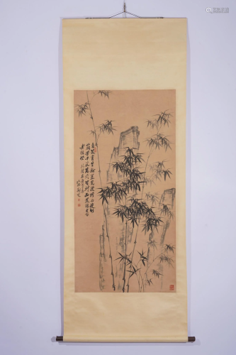 Zheng Banqiao, Chinese Ink Bamboo Painting Scroll