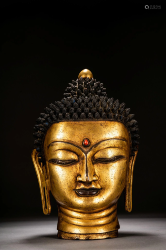 Gilt Bronze Head of Buddha