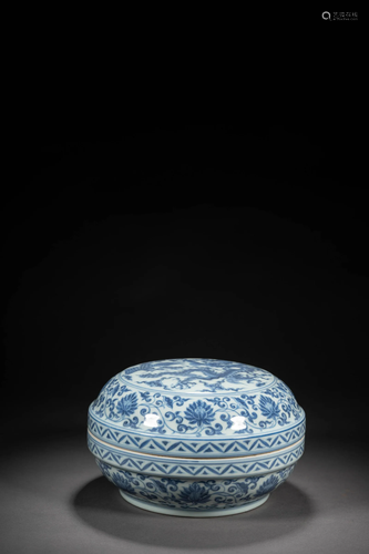 Blue & White Dragon Round Box & Cover