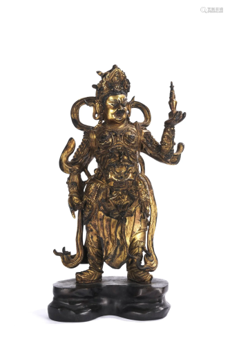 Gilt Bronze Figure of Celestial King of Buddhism