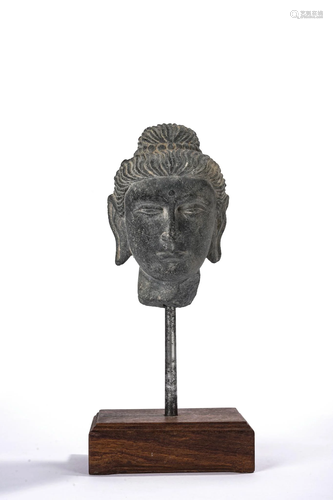 Carved Stone Head of Buddha, Gandhara Style