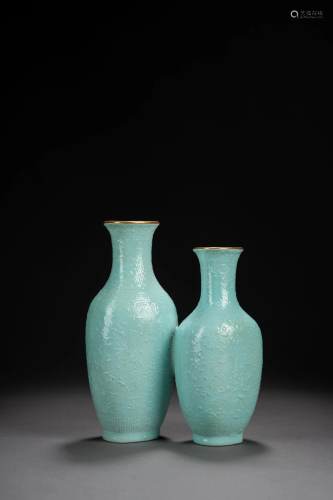 Turquoise Glaze Conjoined Double Vase