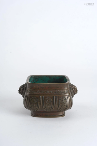 Bronze Double-Eared Square Censer