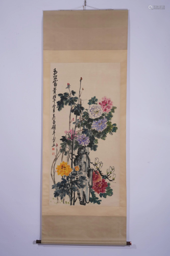 Wu Changshuo, Chinese Flower Painting Scroll